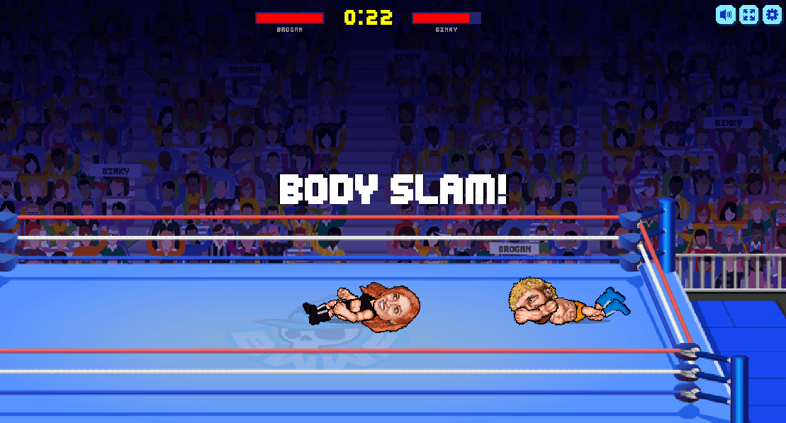 Wrestle Bros rope bounce and item combat
